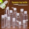 Garrafa de Plástico PET Transparente com Tampa Flip-Top de Borboleta, Disponível em 10ml, 20ml, 30ml, 50ml, 100ml - Ideal para Recargas Cosméticas