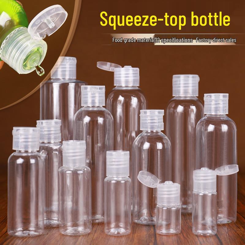 

Transparent PET Plastic Bottle with Butterfly Flip-Top Cap, Available in 10ml, 20ml, 30ml, 50ml, 100ml - Ideal for Cosmetic Refills 5ml