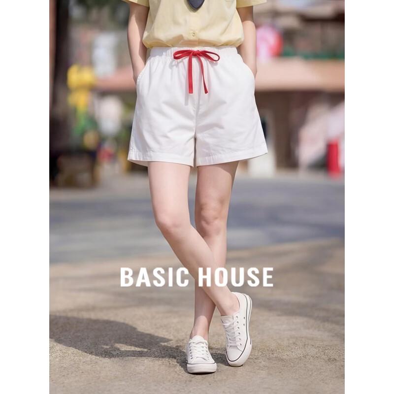 Basic House Women s Cotton Drawstring Wide-Leg Shorts 2XL