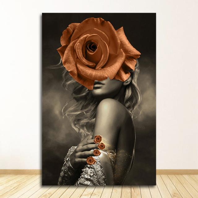 

Украшение, картина, скандинавский декор для гостиной, скандинавский цветок, женщина, настенное искусство, печать на холсте, абстрактный плакат, картина без рамки 30*40cm