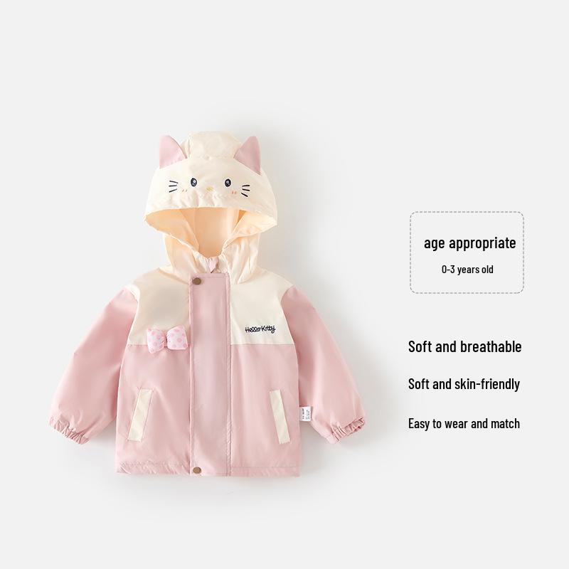 

Girls Color Block Hooded Windbreaker - Stylish Autumn Jacket for Kids 90 cm розовый