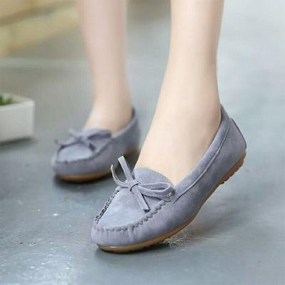 20 Spring and Summer New Casual Flat Beanie Shoes Women's Suede Bow Non-slip Large Size Single Shoes