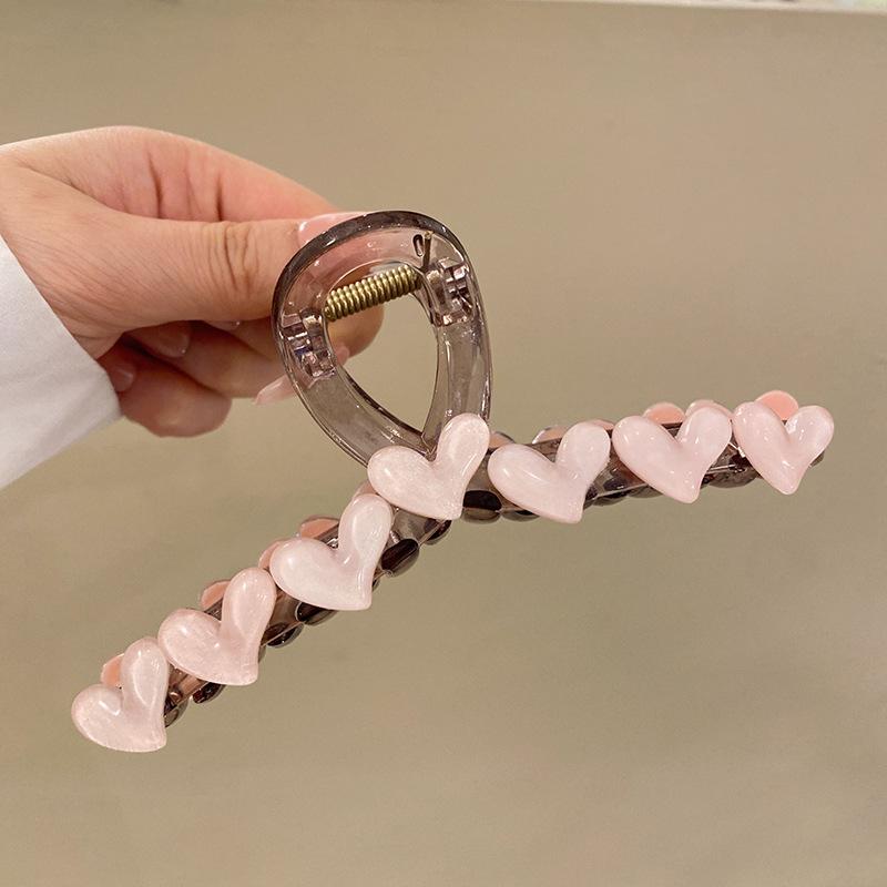 

Элегантный зажим для волос в форме сердца из желе, акриловый нескользящий, крепкий, в форме акулы, захват для волос для женщин и девочек, летний головной убор, аксессуары 13cm розовый