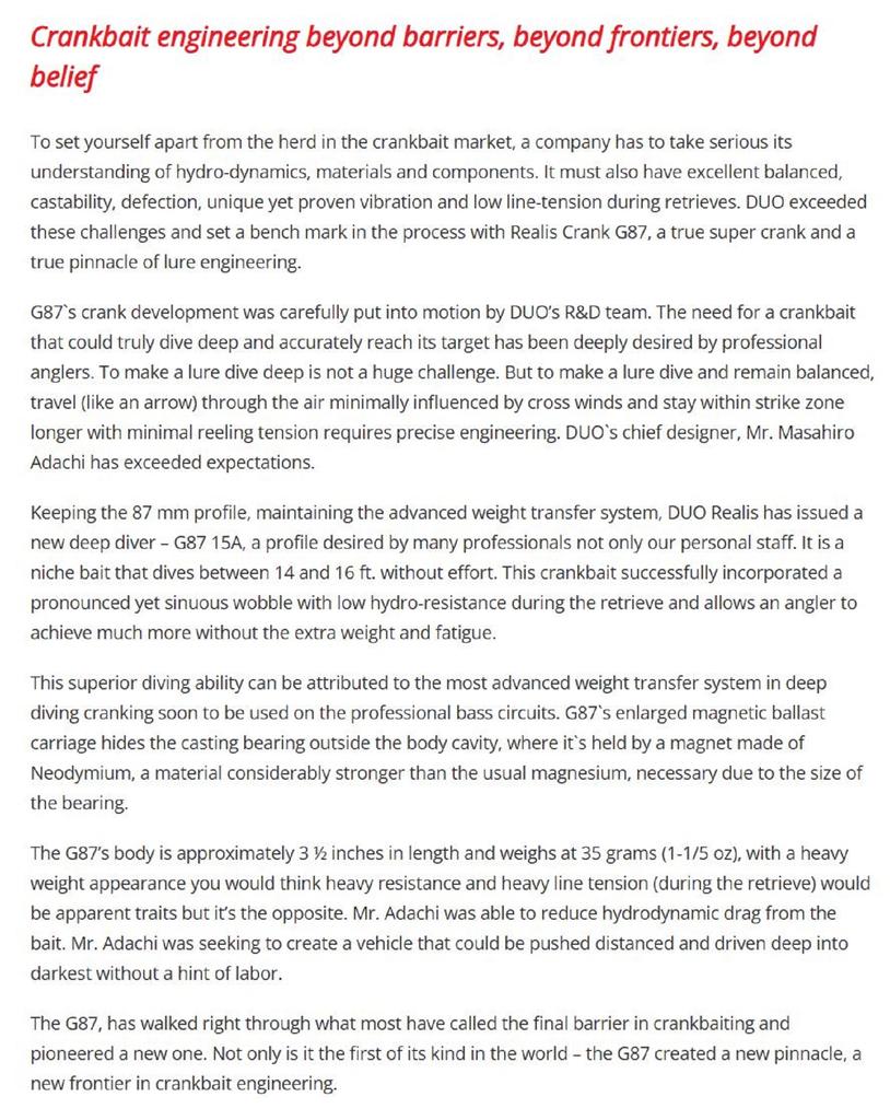 Duo Realis Crank G87 15A Crank Bait Floating Lure DRH3094 (3541)