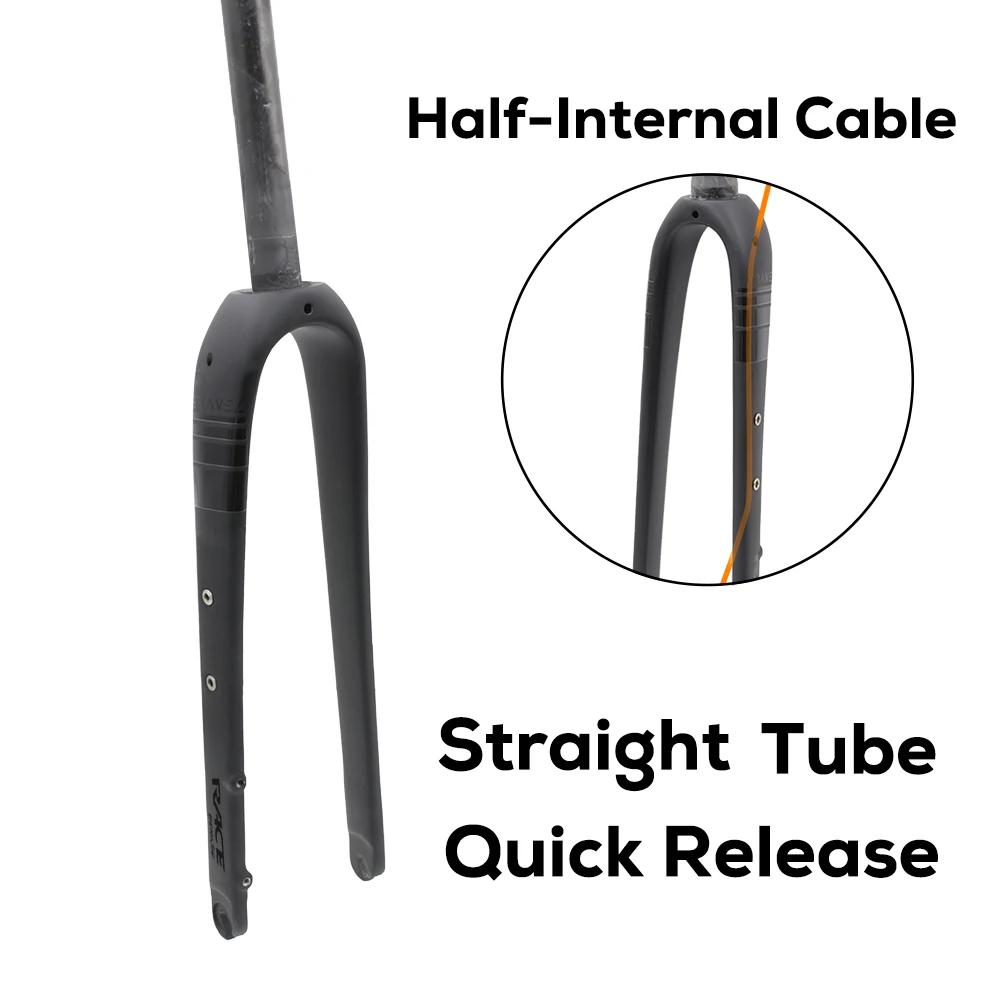 New RACE Carbon Fiber Gravel Front Fork,Half Internal Cable,Straight/Tapered Tube,Max Tire 700C x 45C,Thru Axle 12x100mm Or QR