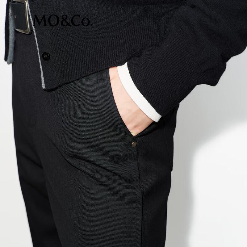 MO&Co. Women's Wool Blend Straight-Leg High-Waist Trousers