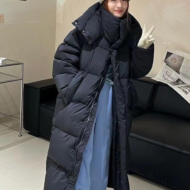 2023 Winter Women's Long White Duck Down Jacket: Korean-Style, Over-the-Knee, Loose, High-End & Thickened