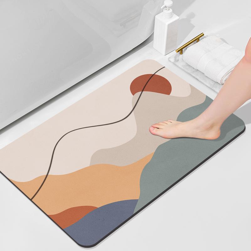 2026 Factory Custom Non Slip Water Absorbent Rugs Rubber Door Mats Diatom Mud Bathroom Floor Mat Set Anti Slip Bath Mat