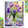 Window View Flower Diamond Painting 5D Full Drill Lily Rose Peony Bouquet DIY Rhinestone Embroidery Mosaic Art Home Decor Gift