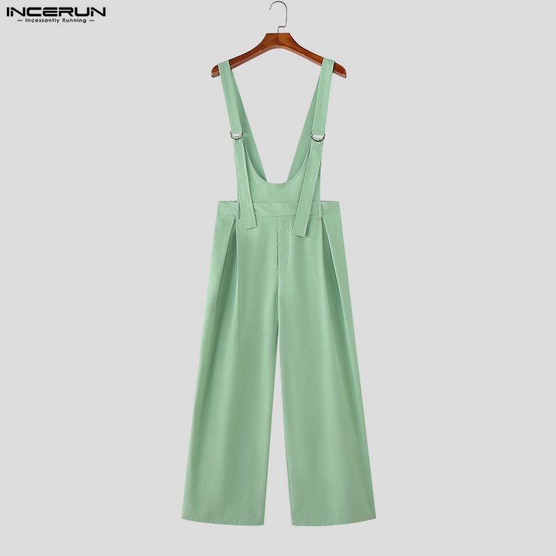 INCERUN Summer Men Sleeveless Suspender Strap Thin Casual Loose Braces Pants Overalls