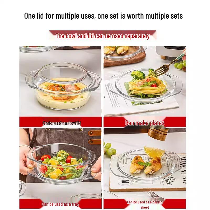 Ruhan Cartoon Style 0.7L Heat-Resistant Glass Casserole