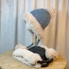 Cute Fur Ball Ear Protection Hat for Women In Autumn and Winter Thickened Knitted Versatile Face Showing Small Woolen Hat Outdoor Warm Lei Feng Hat
