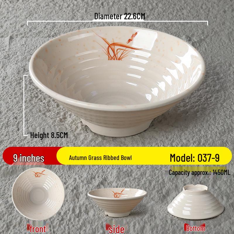 Durable Melamine Noodle Bowl - Imitation Porcelain for Soup, Ramen, Mala Tang & Luosifen