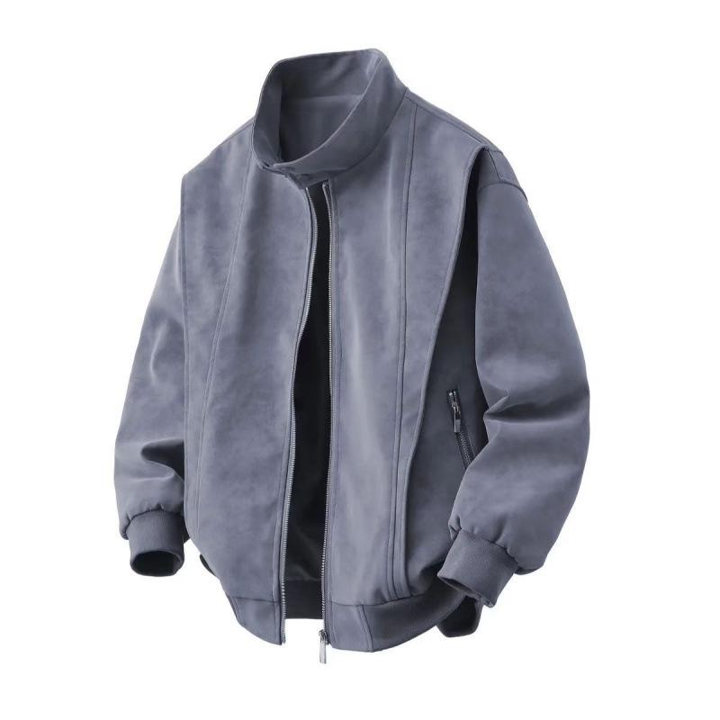 Men's Loose-Fit Retro Baseball Collar Leather Jacket - Trendy, Casual, High-Quality
