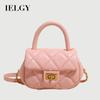 Small Fresh Embroidered Thread Checked Handbag One-Shoulder Fashion All-Match Cross-Body Bag