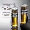 Men's Double-Walled Glass Tea Cup - Transparent, Insulated, Portable Business Gift