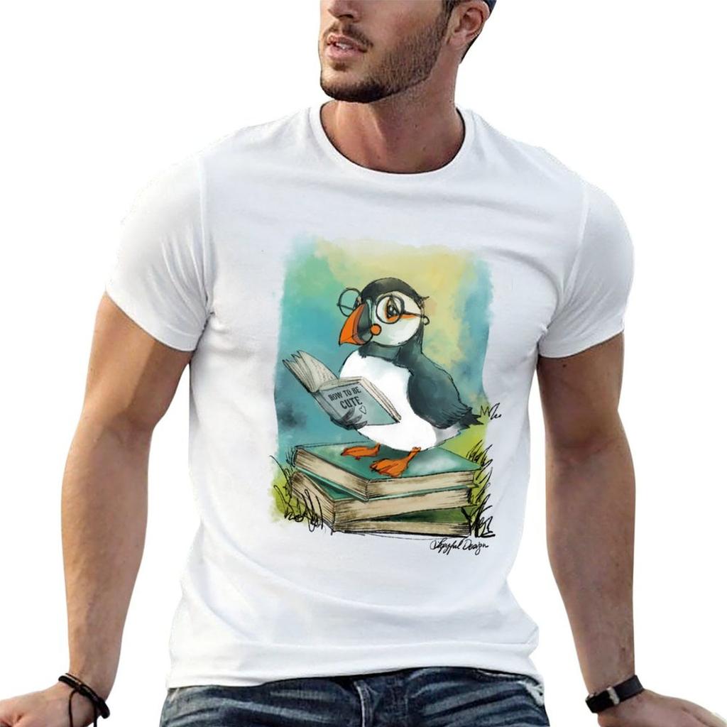 Puffins Learning How To Be Cute T-Shirt T Shirt Man Cotton T Shirt Print T Shirts Cotton 100% T