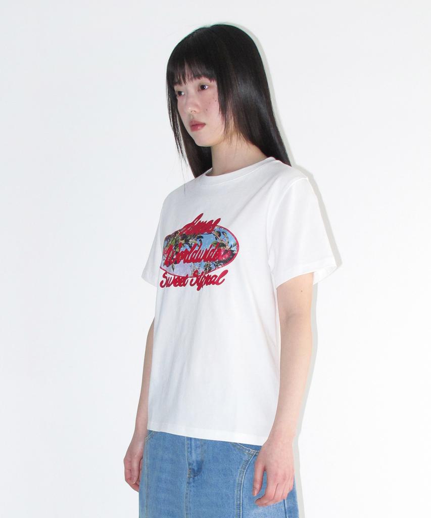 AMES-WORLDWIDE Palm Tree Oval Tee White