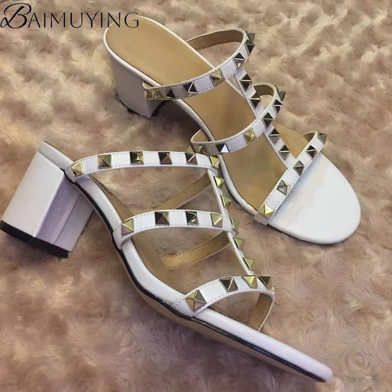 Fashion Women Slippers Open Toe Sandals High Heels Shoes Woman Summer 2025 Trend Elegant Pumps Dress Shallow Chunky Zapatillas De Mujer