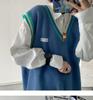 Couple's Trendy Sleeveless V-Neck Sweater: School-Inspired Hong Kong Style Knit for Summer