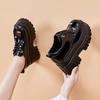Black Loafers Women's 2025 Spring New Thick-soled Small Inner Height Increase Women's Shoes Versatile College Style Small Leather Shoes