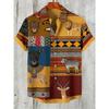 Men's Ethnic Style Linen Short-sleeved Shirt Natural Ocean High-definition 3D Printed Shirt Men's Hawaiian Vacation Outdoor Top