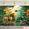 1 Piece of Jungle Exploration Animal Party Backdrop - Vivid Wildlife Scene