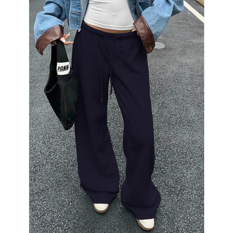2025 Early Autumn New Style Retro Mid-low Waist Lazy Style Sweatpants Versatile Drapey Sports Casual Pants