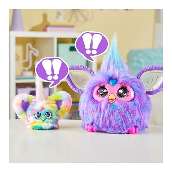 Hasbro Furby Fur Bullets Jibaa Mini Friend, Electric Plush Toy, For Boys and Girls, Ages 6+, Rainbow, Shima, Furby Language, Music G1778 Genuine