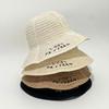 Early Spring New Letter Embroidery Woven Bucket Hat Sunshade Sunscreen Big Brim Bucket Hat Women