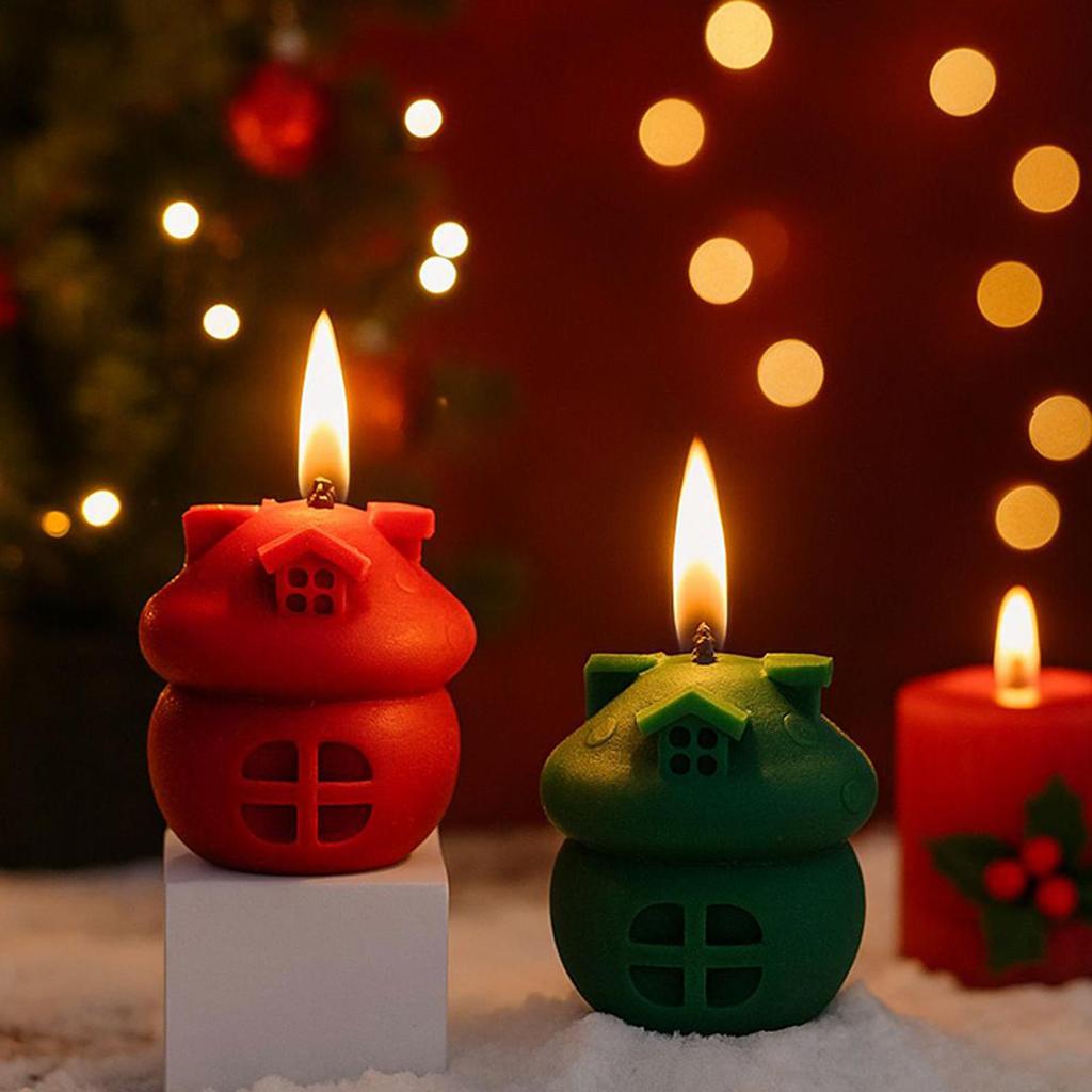 Christmas Mold Santa's Cottage Resin Casting Clay Craft House Mold Candle Making for Decorative Christmas Thanksgiving Fall