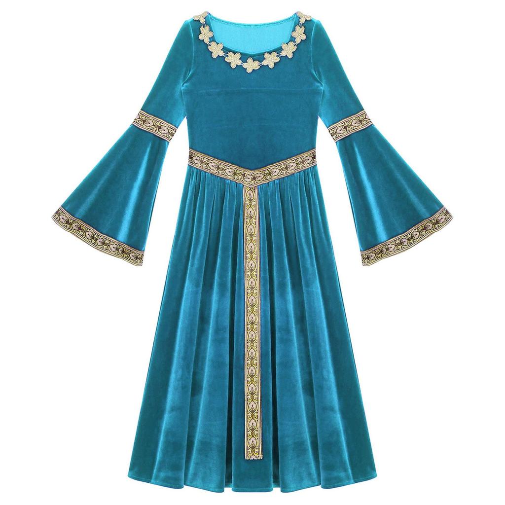 Girls Medieval Princess Costume Renaissance Costume Robe Retro Gown Dress for Halloween Cosplay Dress Up