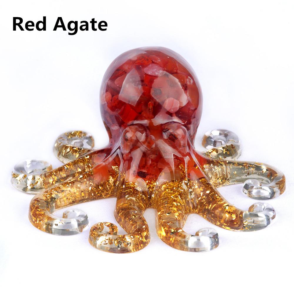 Octopus Ornament Natural Stone Agates Lapis Lazuli Carved Home Decoration Christmas And Halloween Gifts 45x100 Mm