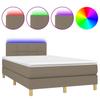 Box Spring Bed with Mattress & LED Light Taupe 120 x 190 cm Fabric