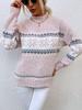 Women's Autumn/Winter Snowflake Pullover Sweater with Semi-High Neck