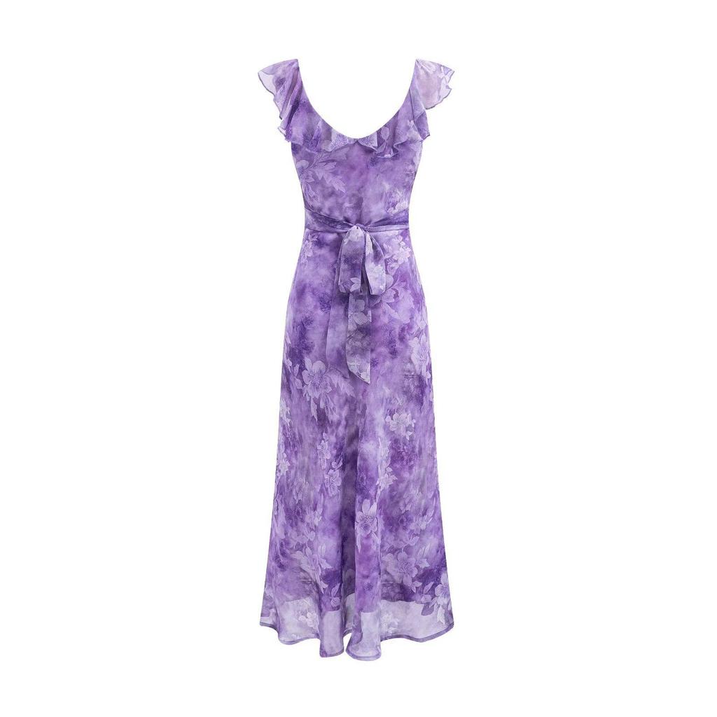 2026 French Retro V-Neck Floral Camisole Dress for Spring Beach Holidays
