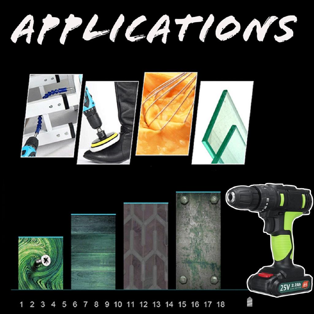 3/8' Cordless Electric Impact Drill Driver Screwdriver + 2 Li-Ion Battery New 195mm*200mm