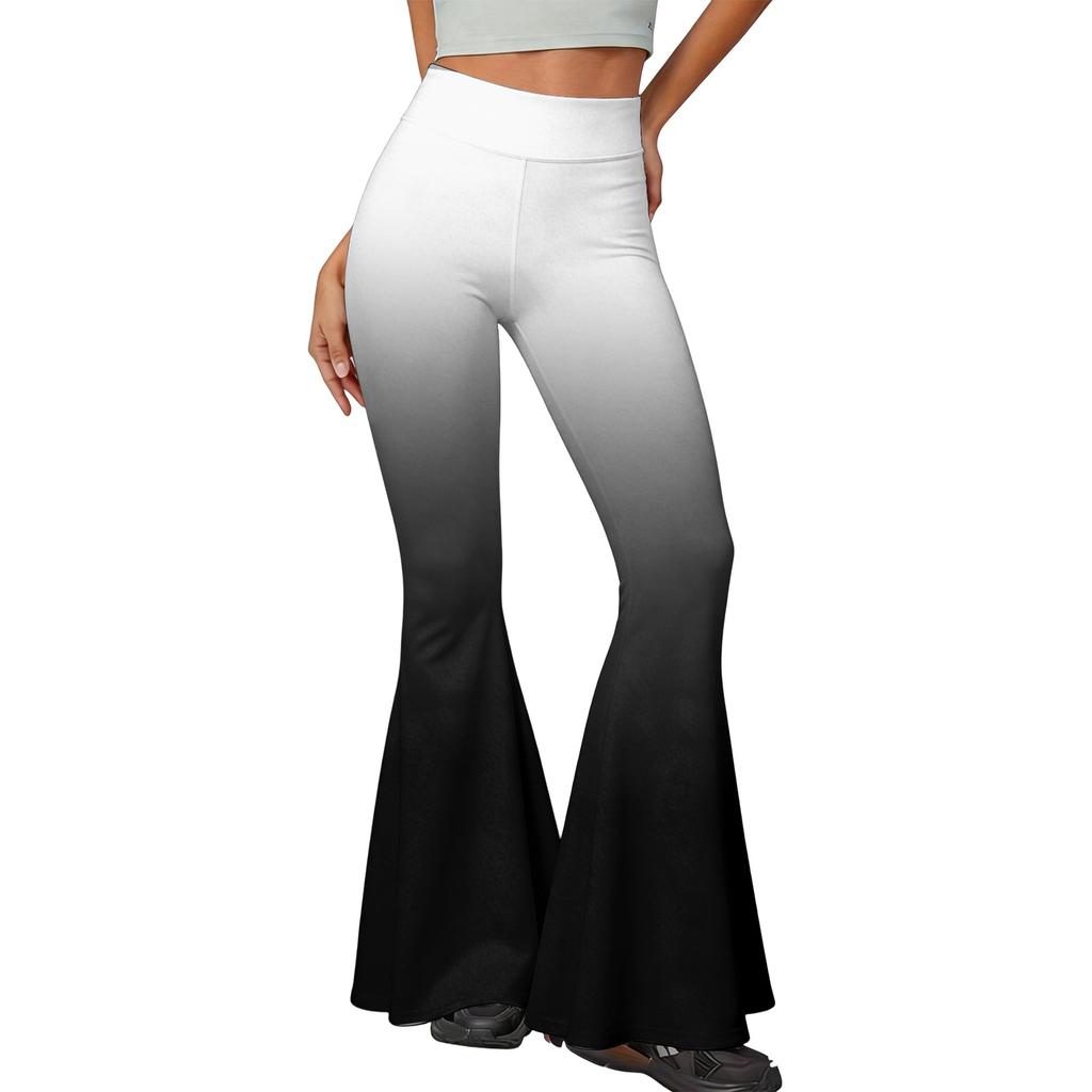 Damen High Waist Ausgestellte Yogahose mit Farbverlauf Print Schmal Geschnitten Stretch Lässige Schlaghose für den Alltag