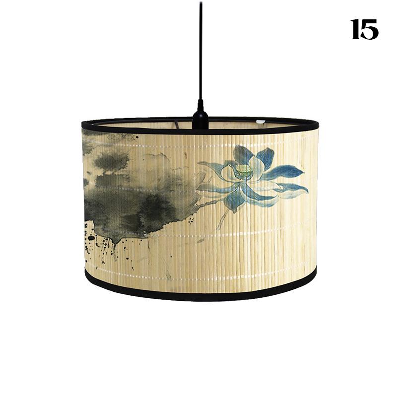 Chinese Retro Style Handmade Bamboo Lamp Shade  Flower Print Lampshade Home Decor Chandelier E27 Lampshade Crafts