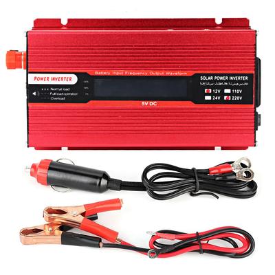 Inversor de Potência para Carro 1000W com Tela LCD USB Carregador Onda Senoidal Modificada DC12V para 220V