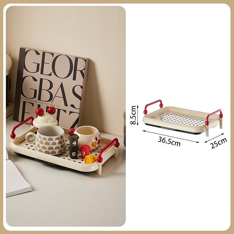 

Двухъярусная настольная полка для хранения Простая полка для хранения стаканов с водой Домашняя полка-поднос для сушки с поддоном для стока для гостиной