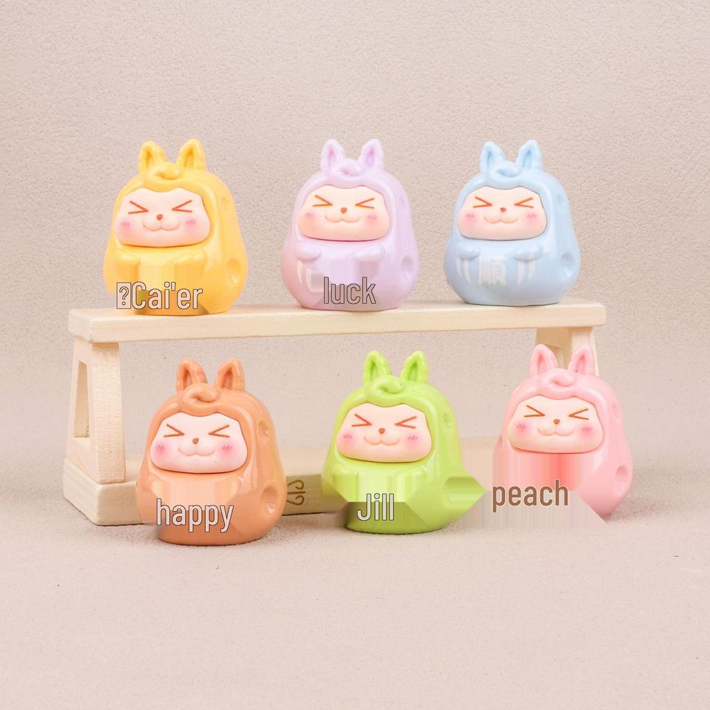 Cheese Daruma DIY Jewelry Decoration: Cartoon Cream Glue Ornaments for Office Desktops