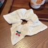 Embroidered Cherry Head Rope White Hollow Fabric Square Scarf Hair Band Large Intestine Headband Sweet Headband Hair Accessory