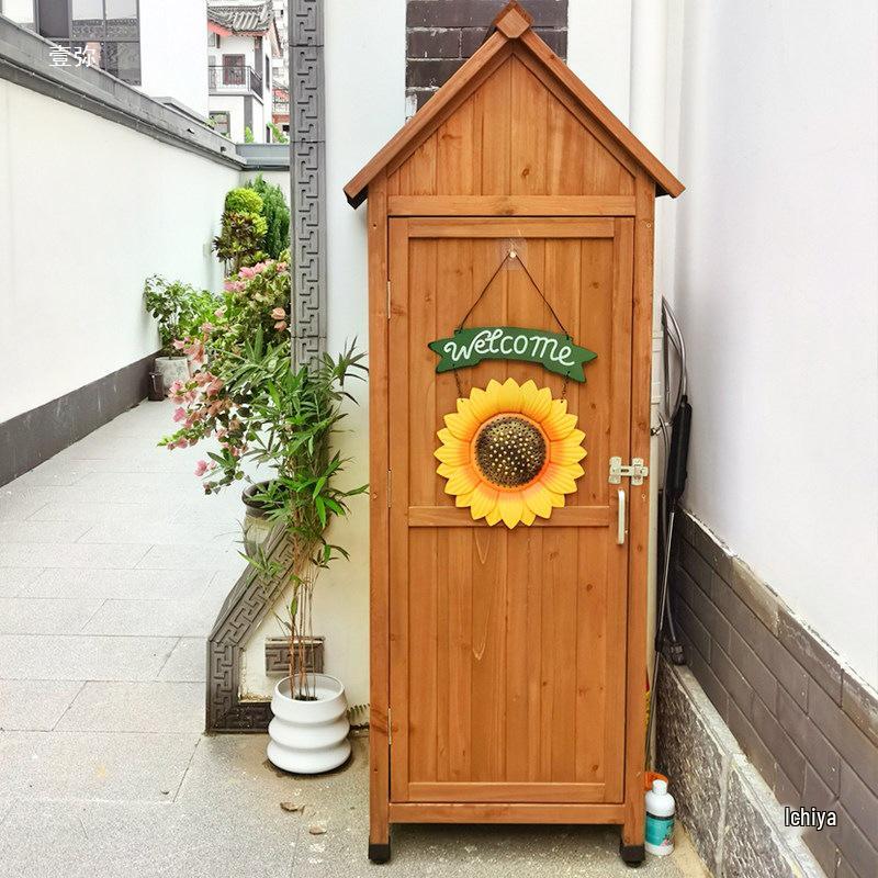 Outdoor Anti-Corrosion Solid Wood Garden Storage Cabinet with Sun Protection
