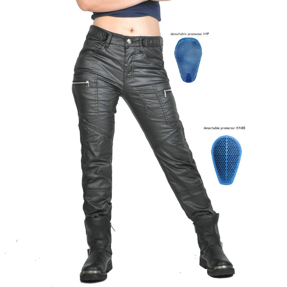 

VOLERO+motorcycle Anti Fall Riding Denim Coating Adjustable Elastic High Waisted Motorcycle Anti Fall Pants+silicone Protective Gear