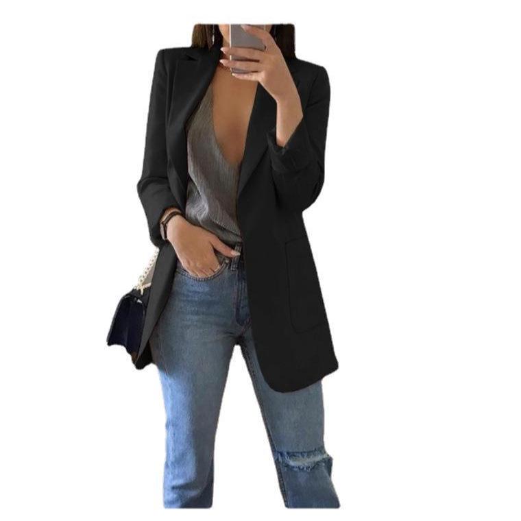 2024 European & American Fashion Women's Slim Lapel Cardigan Blazer - Spring/Autumn Collection