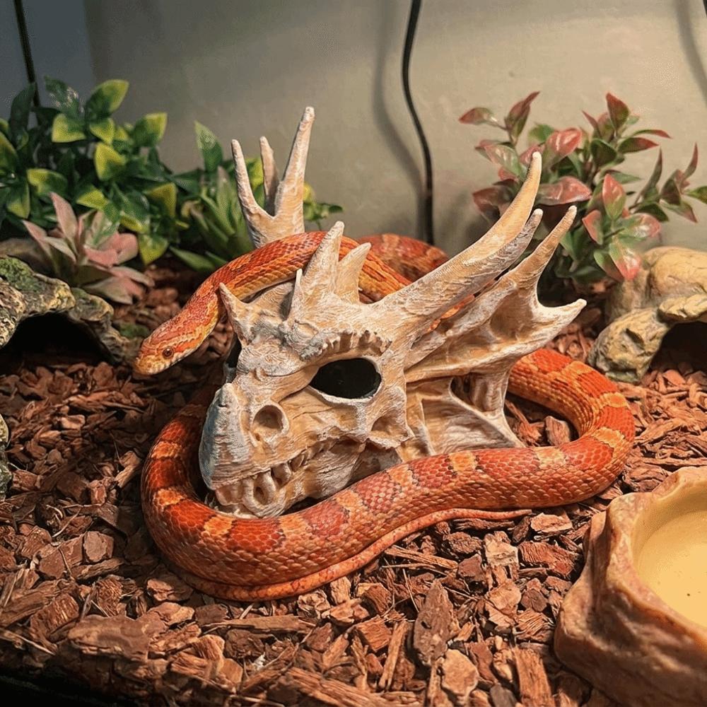 Realistic Dragon Bone Fish Tank Ornament 3D Printed Fish and Shrimp Shelter Feeding Box Decoration