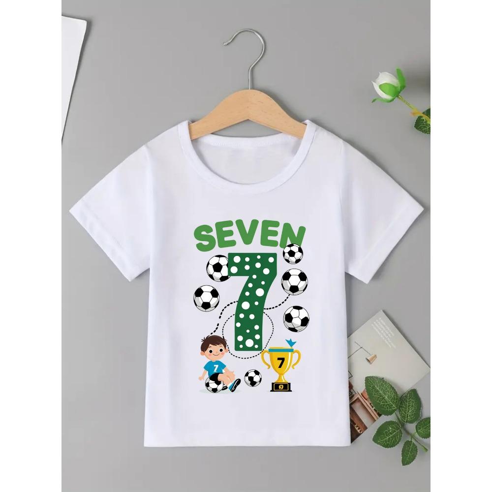 Geburtstagsgeschenk Fußballschuhe Bedrucktes T-Shirt Jungen Geburtstagsparty Outdoor-Sporttreffen T-Shirt Lustige Kinderkleidung