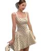 French square collar polka dot suspender dress female giant good-looking summer temperament waist thin puffy short skirt tide