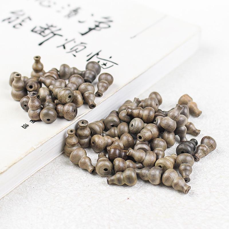 Somber Golden Phoebe Small Gourd Pendant - 9x15MM Handmade Buddhist Beads Bracelet Wenwan Wooden Accessories